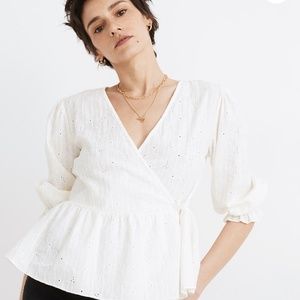 NWT Madewell Eyelet Wrap Top